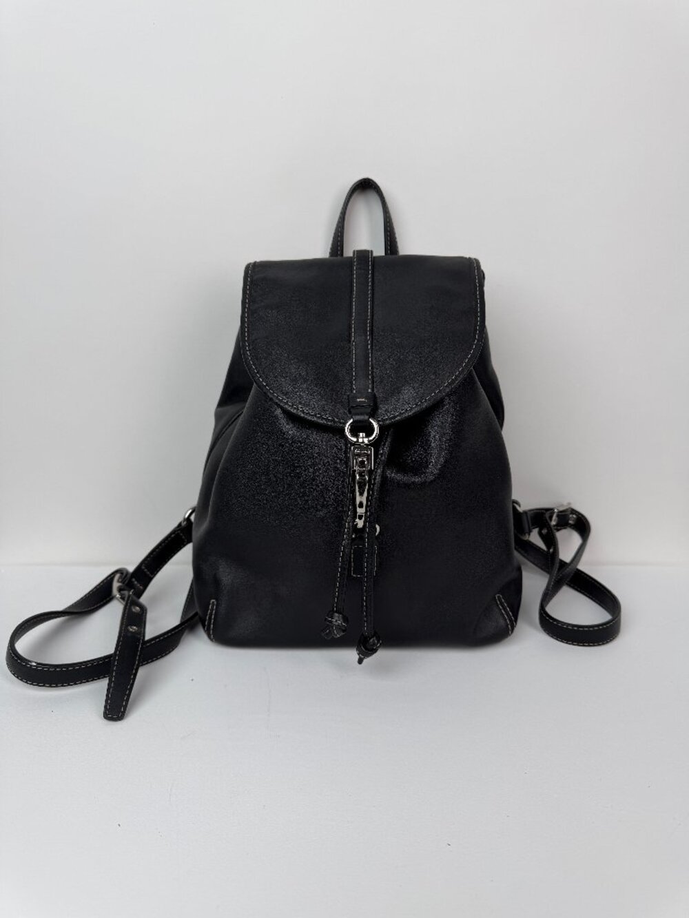 Vintage Coach Studio Leather Legacy Backpack – Black with Tan Jacquard Interior